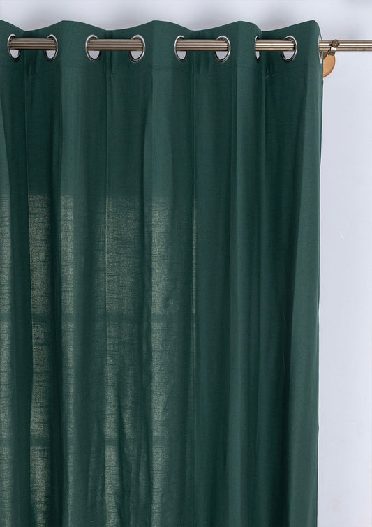 Jade Green 100% Cotton Plain Curtain for living room & bedroom - Room Darkening - Single Piece