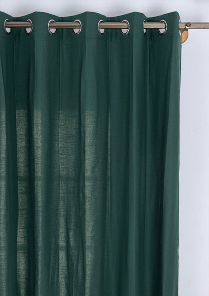 Jade Green 100% Cotton Plain Curtain for living room & bedroom - Room Darkening - Single Piece