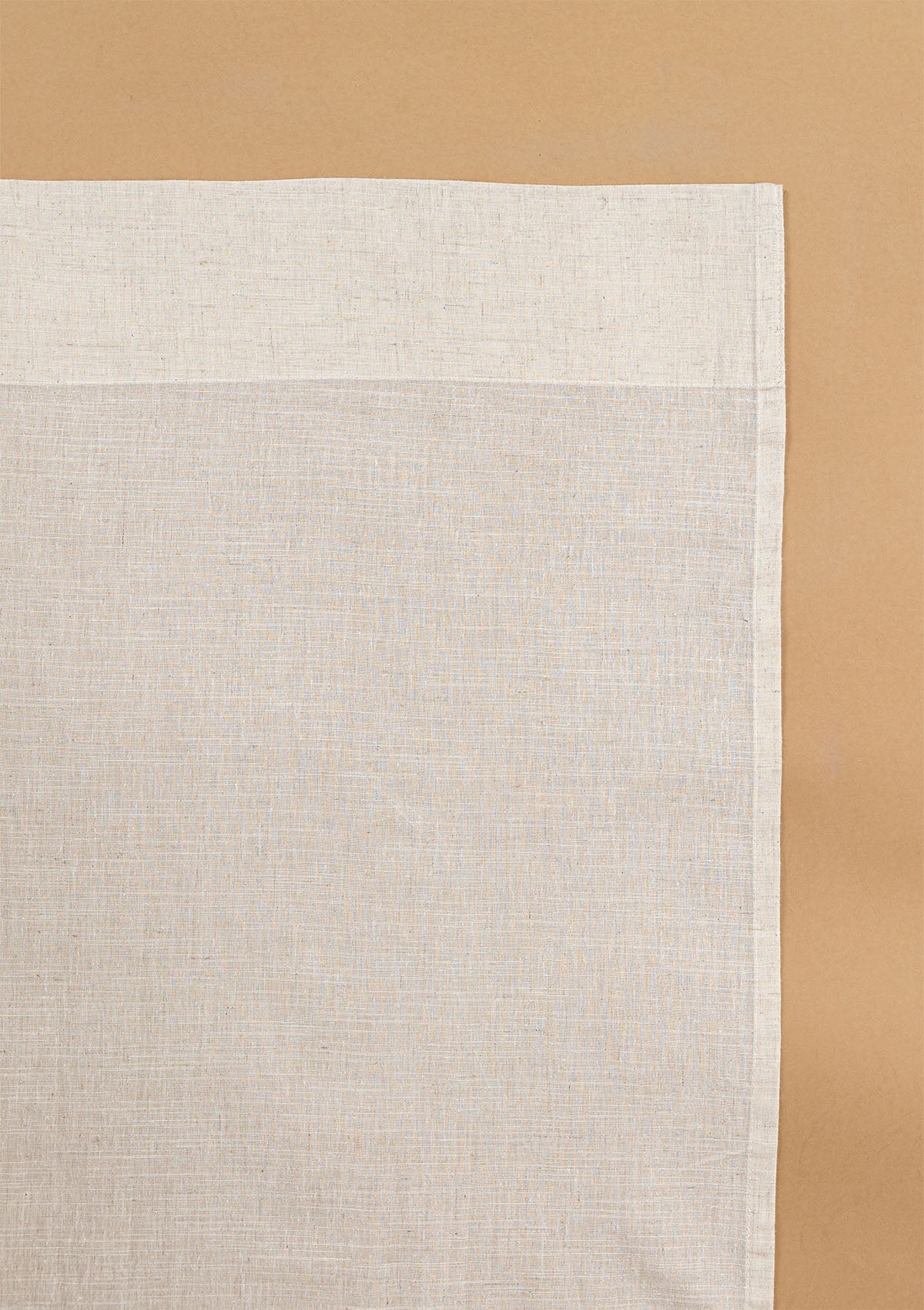 Almond Plain Beige Neutral Linen Cotton Blend Sheer Textured Curtain For Livingroom / Bedroom | Light Filtering | Single Piece