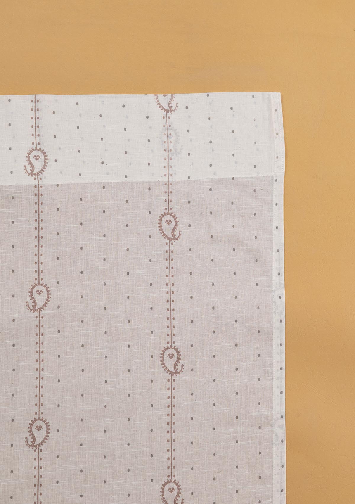 Ambi Brown & Grey Ethnic 100% Cotton Sheer Printed Curtain For Livingroom / Bedroom | Light Filtering | Single Piece