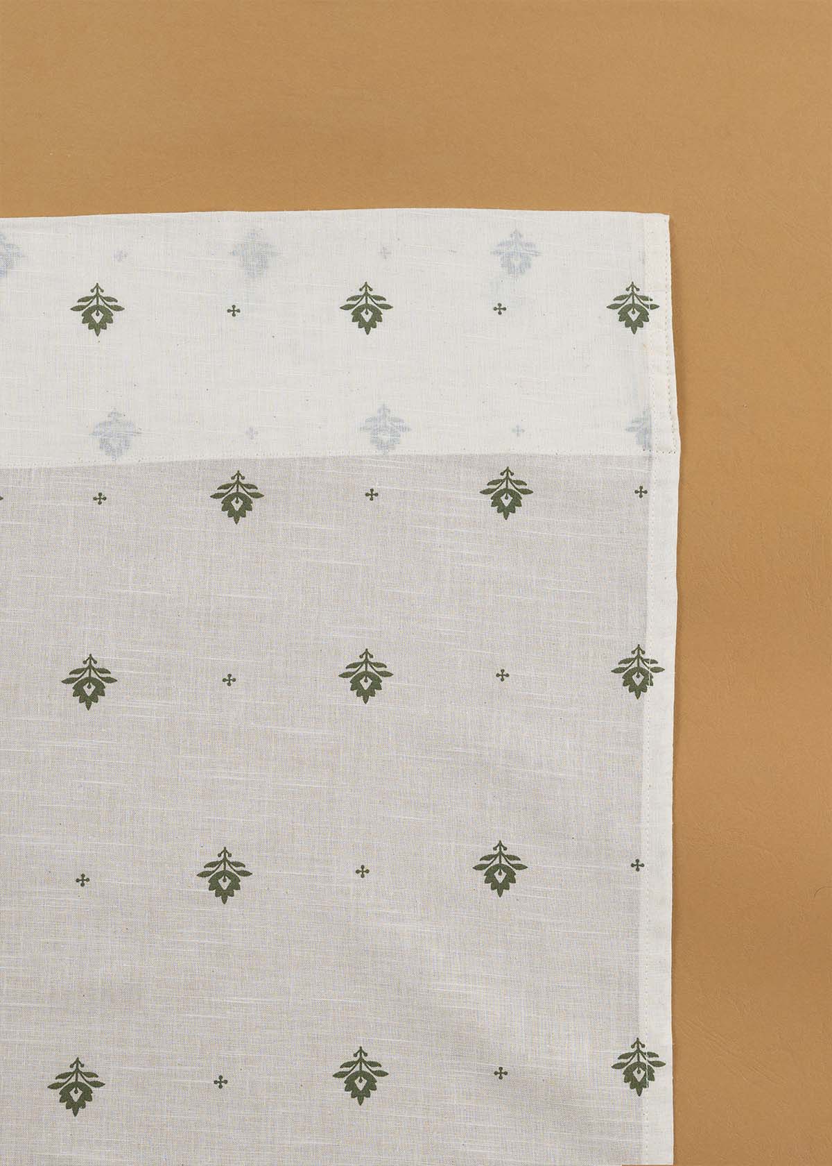 Cava Pepper Green Minimal 100% Cotton Sheer Printed Curtain For Livingroom / Bedroom | Light Filtering | Single Piece