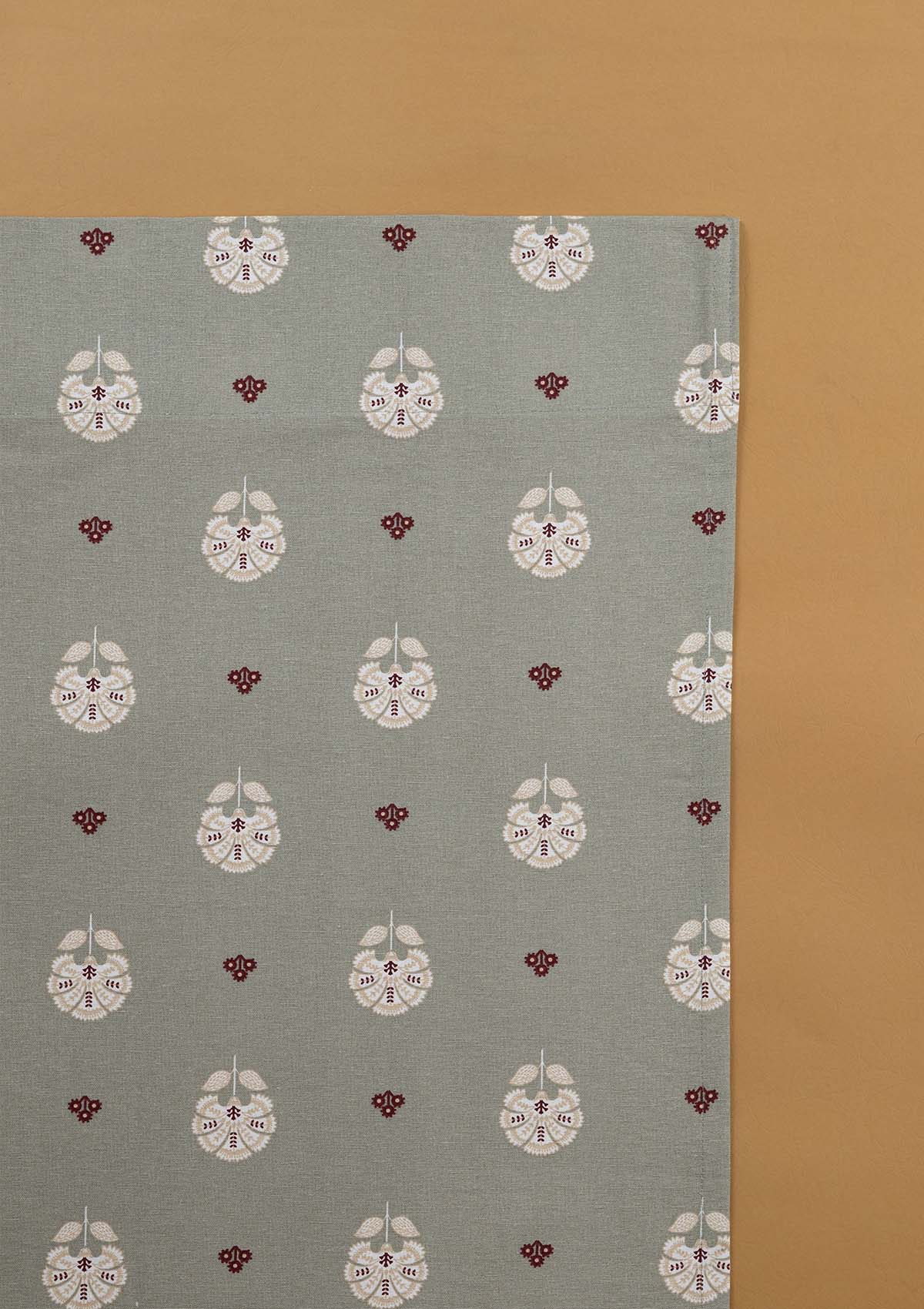 Gulnaar Green Ethnic 100% Cotton Printed Curtain For Livingroom / Bedroom | Room Darkening | Single Piece