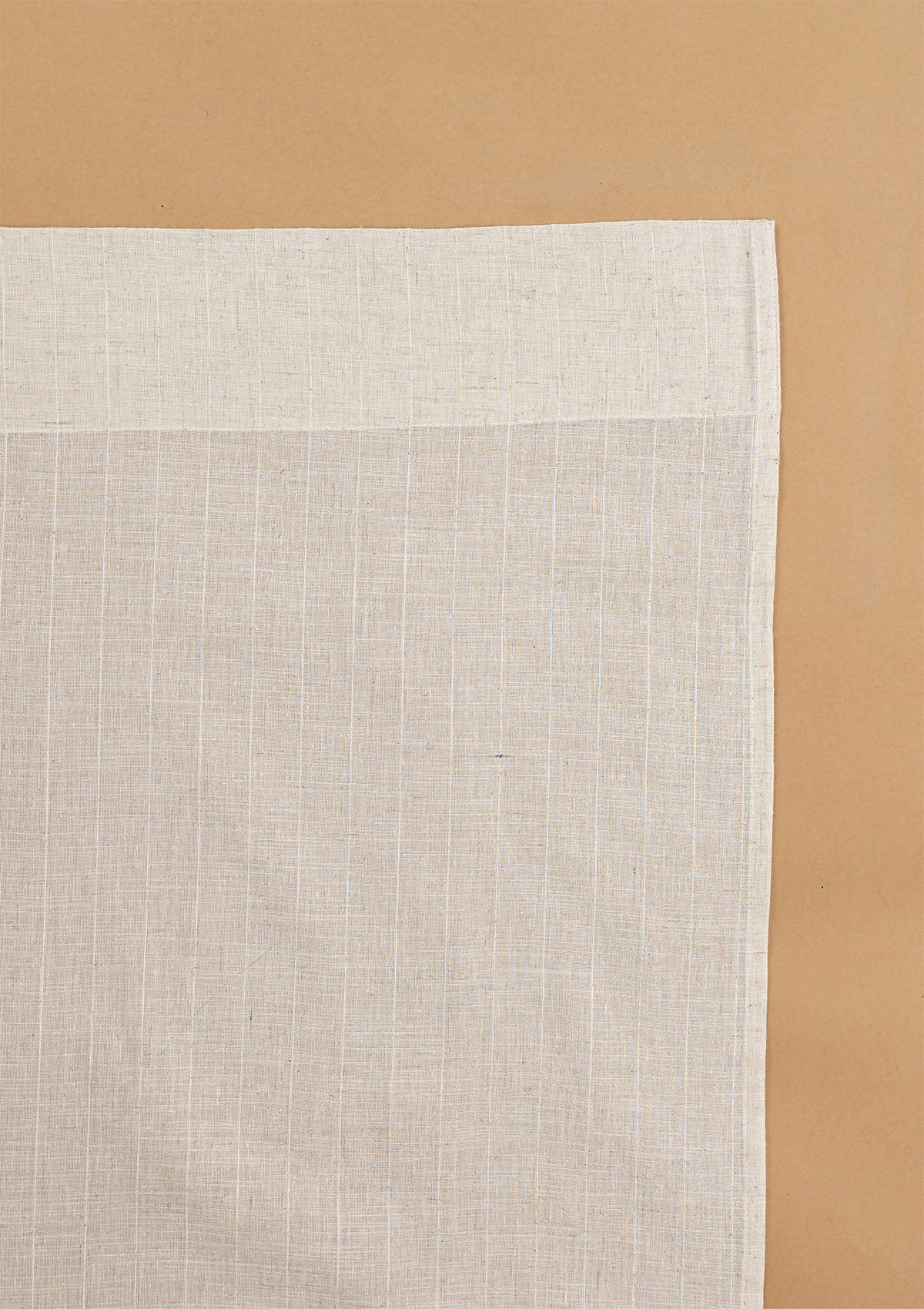 Husk Stripped Beige Neutral Linen Cotton Blend Sheer Textured Curtain For Livingroom / Bedroom | Light Filtering | Single Piece