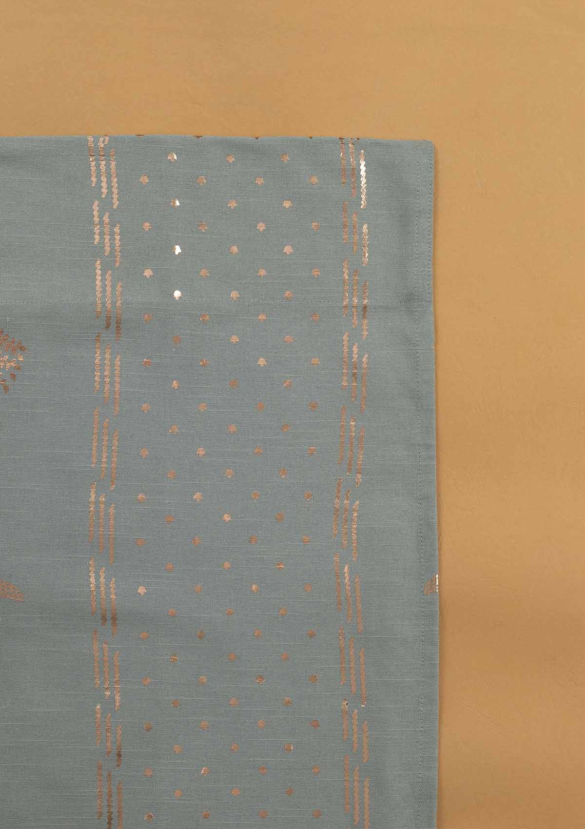 Iniya Green & Copper Ethnic 100% Cotton Copper Printed Curtain For Livingroom / Bedroom | Room Darkening | Single Piece
