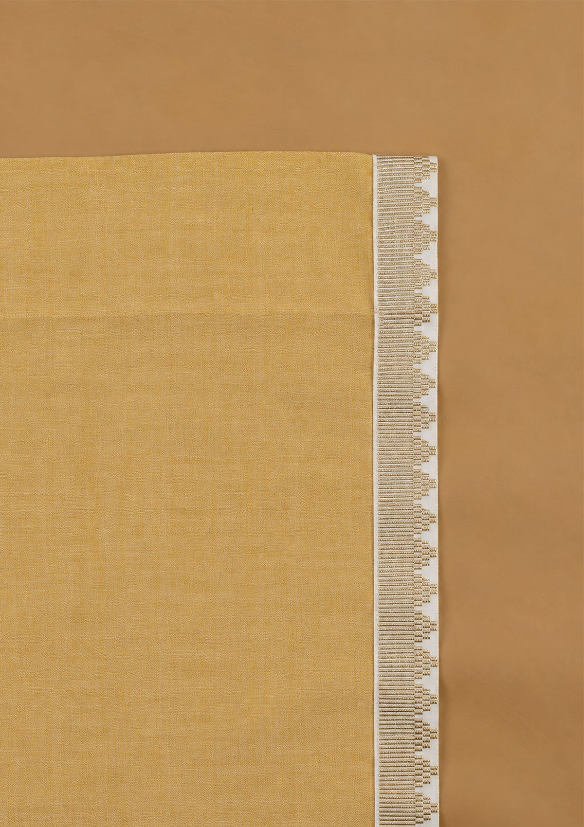Kinari Honey Yellow & Gold Ethnic Linen Cotton Blend Textured Curtain For Livingroom / Bedroom | Room Darkening | Single Piece