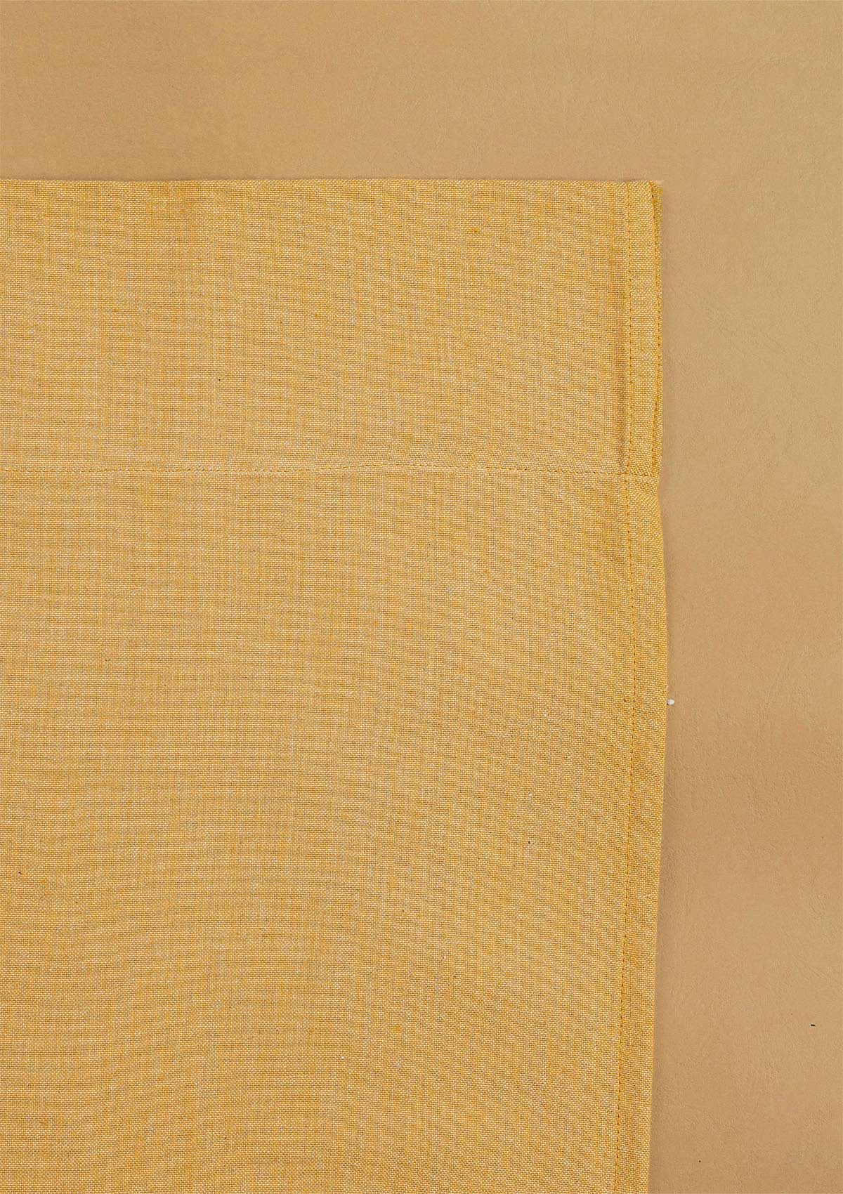 Honey Yellow Mustard Solid Linen Cotton Blend Textured Curtain For Livingroom / Bedroom | Room Darkening | Single Piece