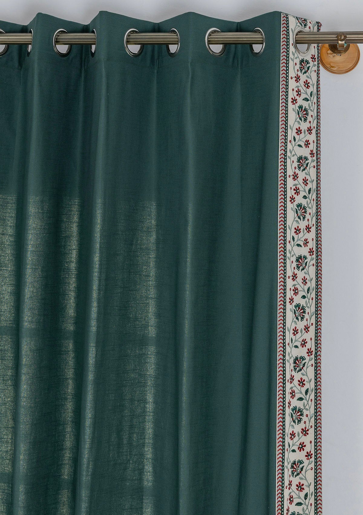 Kadamba Jade Green 100% Cotton Plain Curtain for living room & bedroom - Room Darkening - Single Piece