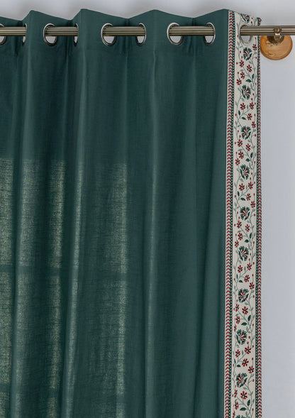 Kadamba Jade Green 100% Cotton Plain Curtain for living room & bedroom - Room Darkening - Single Piece