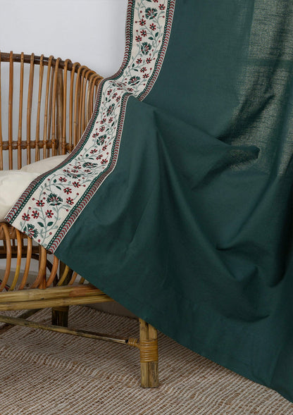 Kadamba Jade Green 100% Cotton Plain Curtain for living room & bedroom - Room Darkening - Single Piece