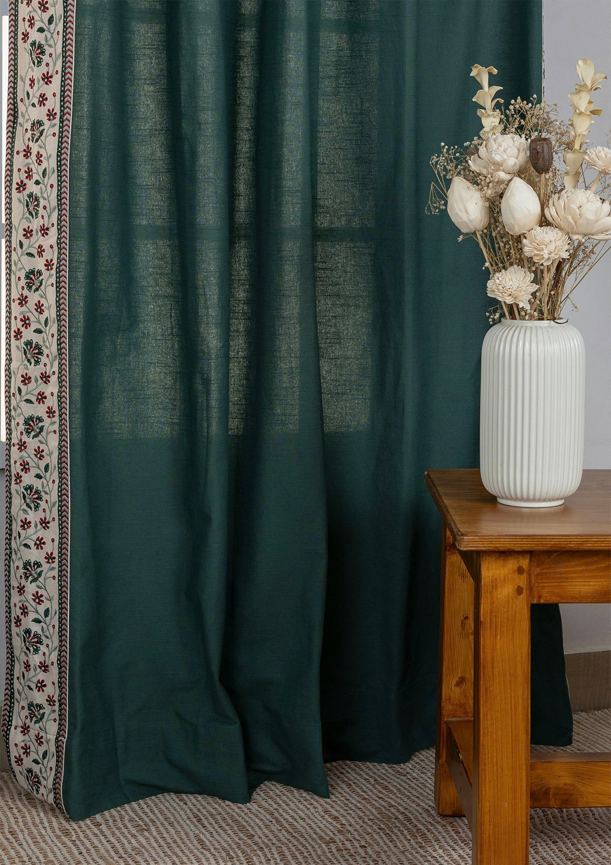 Kadamba Jade Green 100% Cotton Plain Curtain for living room & bedroom - Room Darkening - Single Piece