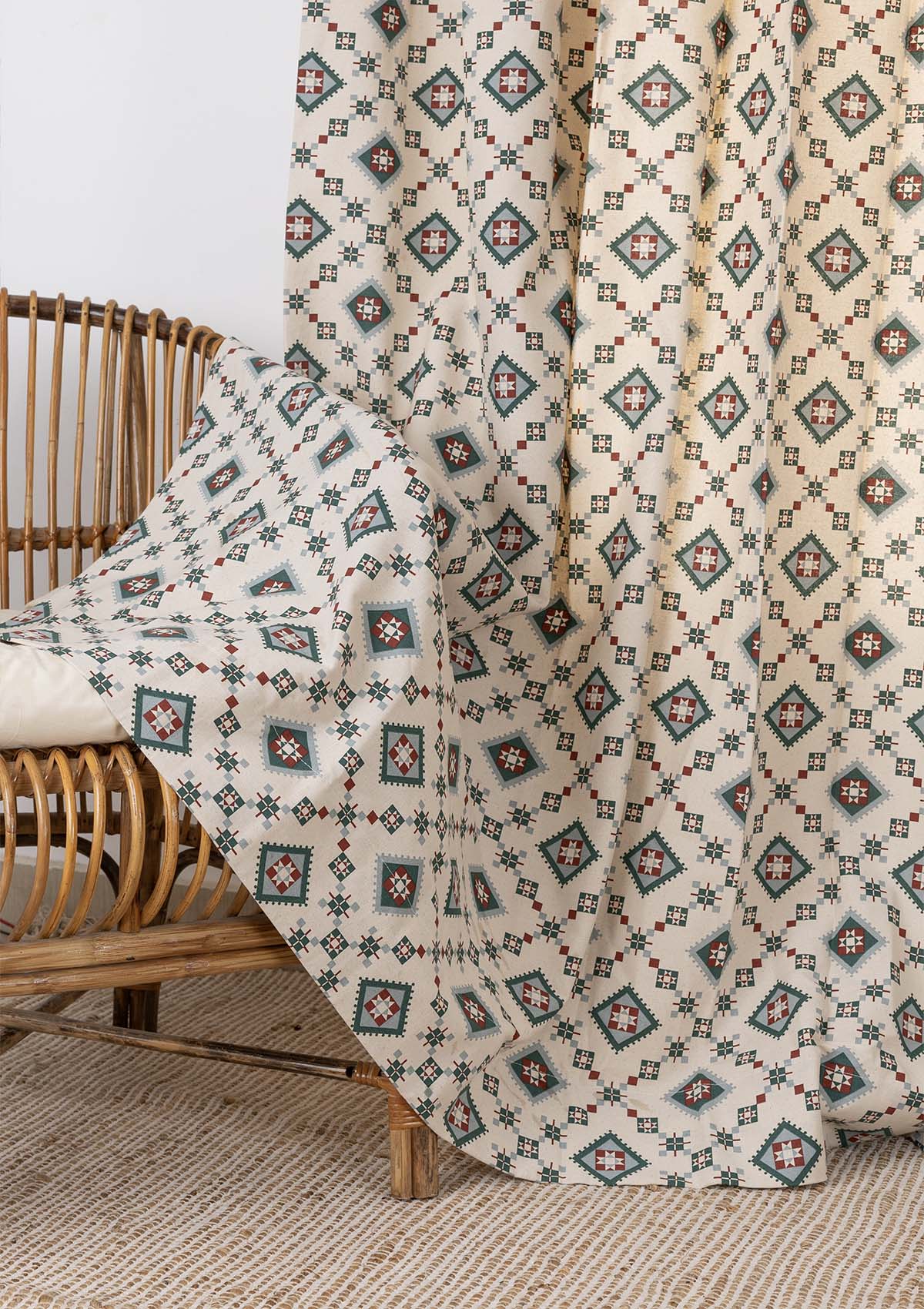 Thinnai 100% Cotton Ethnic Printed Curtain for Living & Bedroom - Ligth Reduction - Multicolor - Single Piece