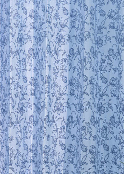 French Farmhouse 100% cotton floral curtain for living room - Room darkening - Blue - Single Piece