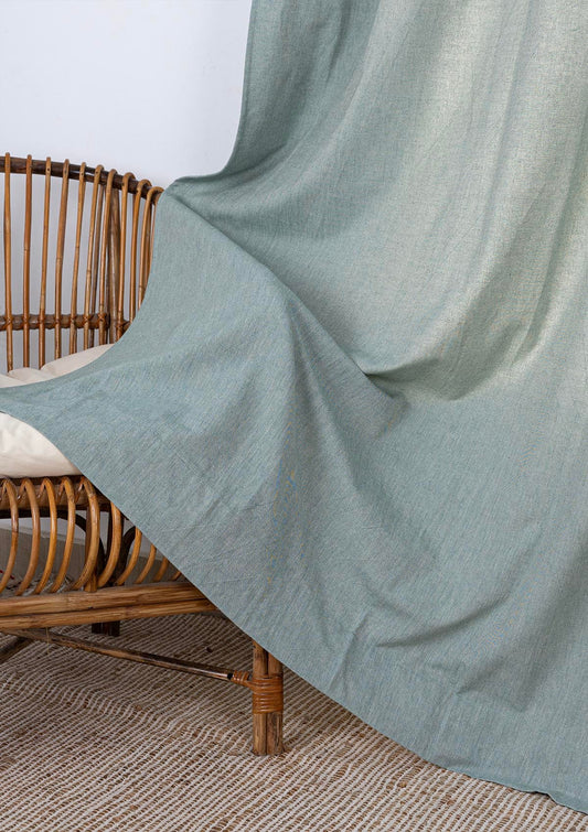 Ocean Teal Linen Cotton Plain Curtain for living room & bedroom - Room Darkening - Single Piece