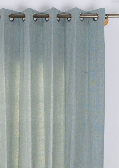Ocean Teal Linen Cotton Plain Curtain for living room & bedroom - Room Darkening - Single Piece