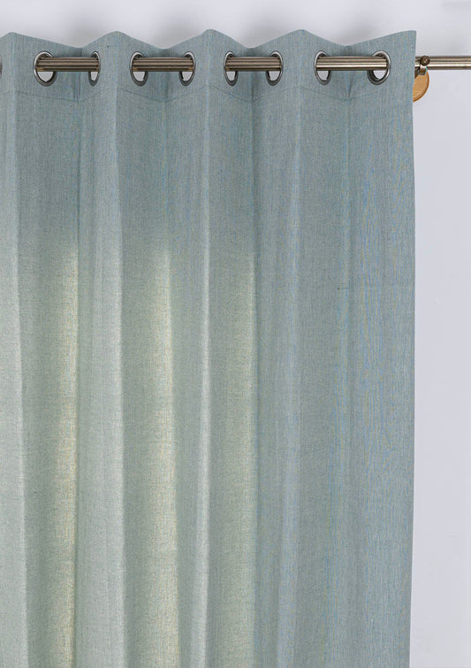 Ocean Teal Linen Cotton Plain Curtain for living room & bedroom - Room Darkening - Single Piece