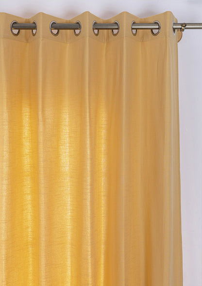 Amber Yellow 100% Cotton Plain Curtain for living room & bedroom - Light Reduction - Single Piece