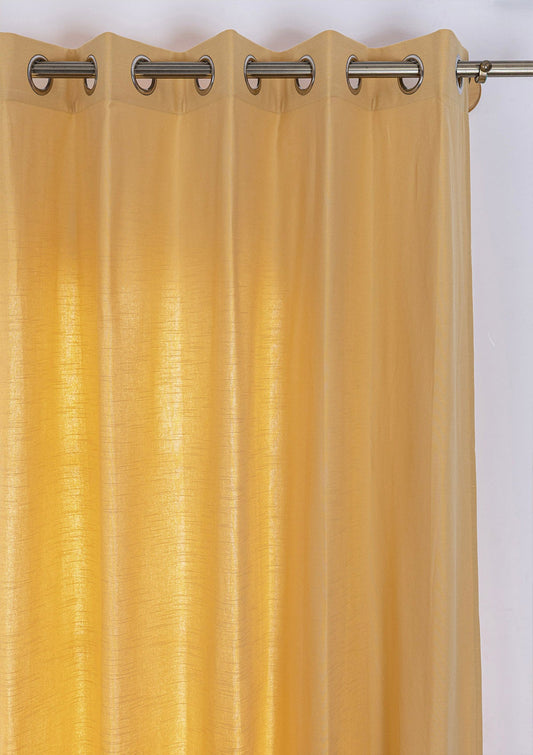 Amber Yellow 100% Cotton Plain Curtain for living room & bedroom - Light Reduction - Single Piece