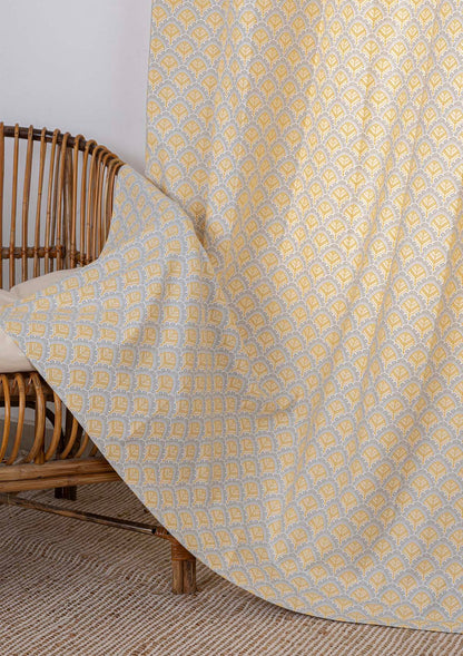 Pakkshi 100% Cotton Printed Curtain for living room & bedroom - Light Reduction - Multicolor - Single Piece