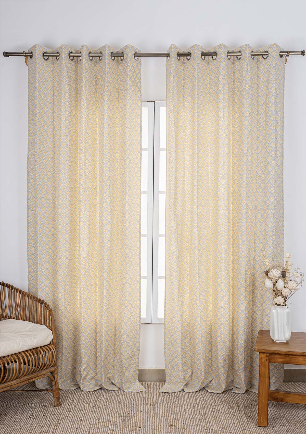 Pakkshi 100% Cotton Printed Curtain for living room & bedroom - Light Reduction - Multicolor - Single Piece