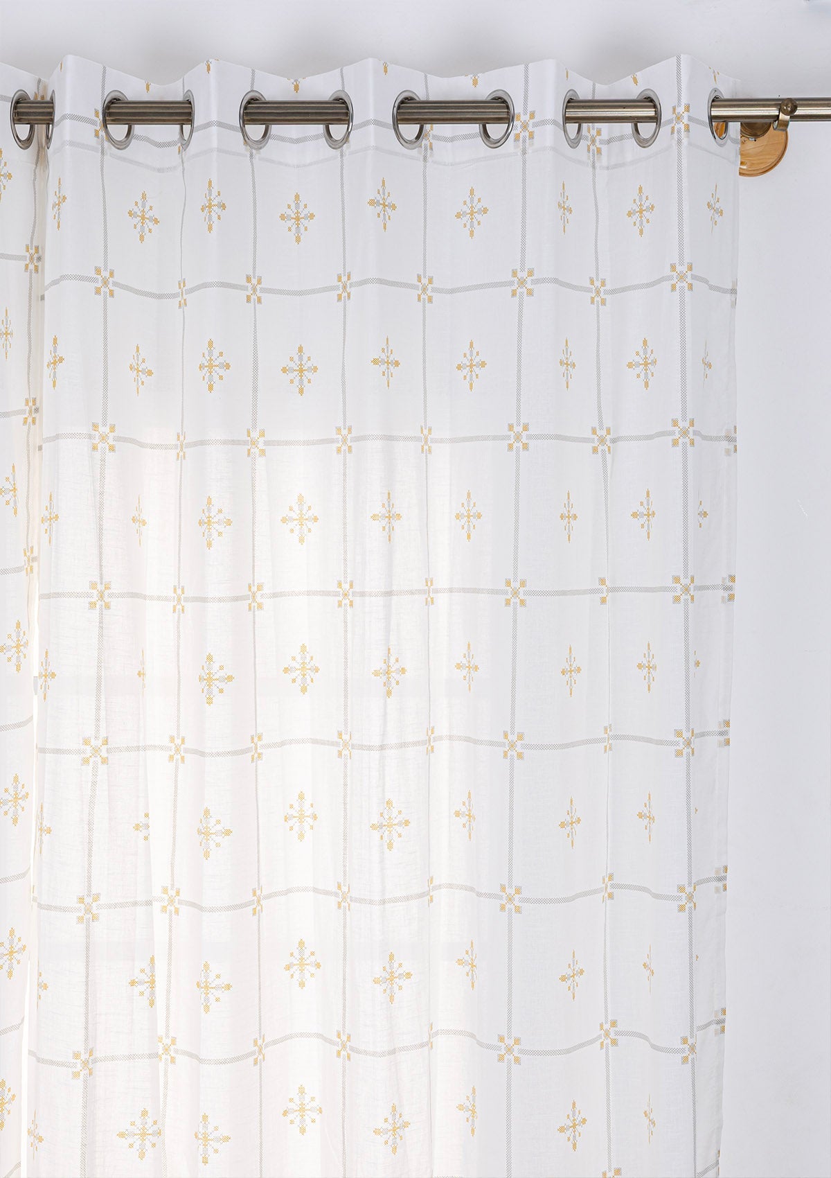 Kaanta 100% Cotton Sheer Printed Curtain for living room & bedroom - Light Filtering - Multicolor - Single Piece