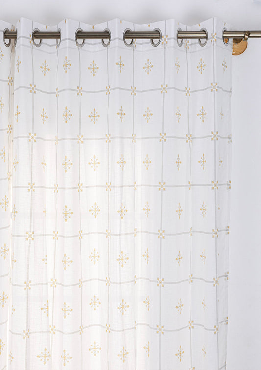 Kaanta 100% Cotton Sheer Printed Curtain for living room & bedroom - Light Filtering - Multicolor - Single Piece