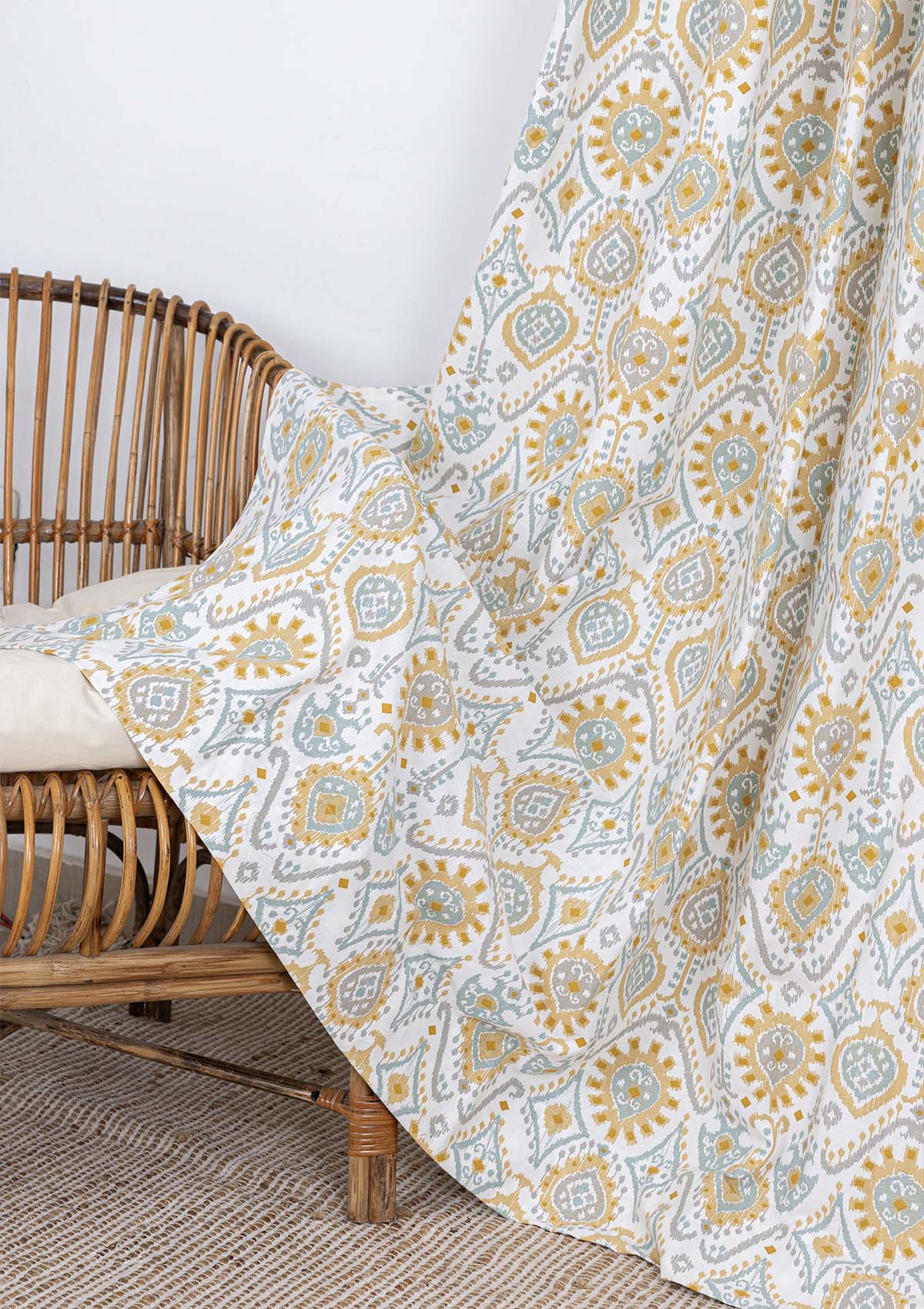 Laya 100% Cotton Printed Curtain for living room & bedroom - Light Reduction - Multicolor - Single Piece