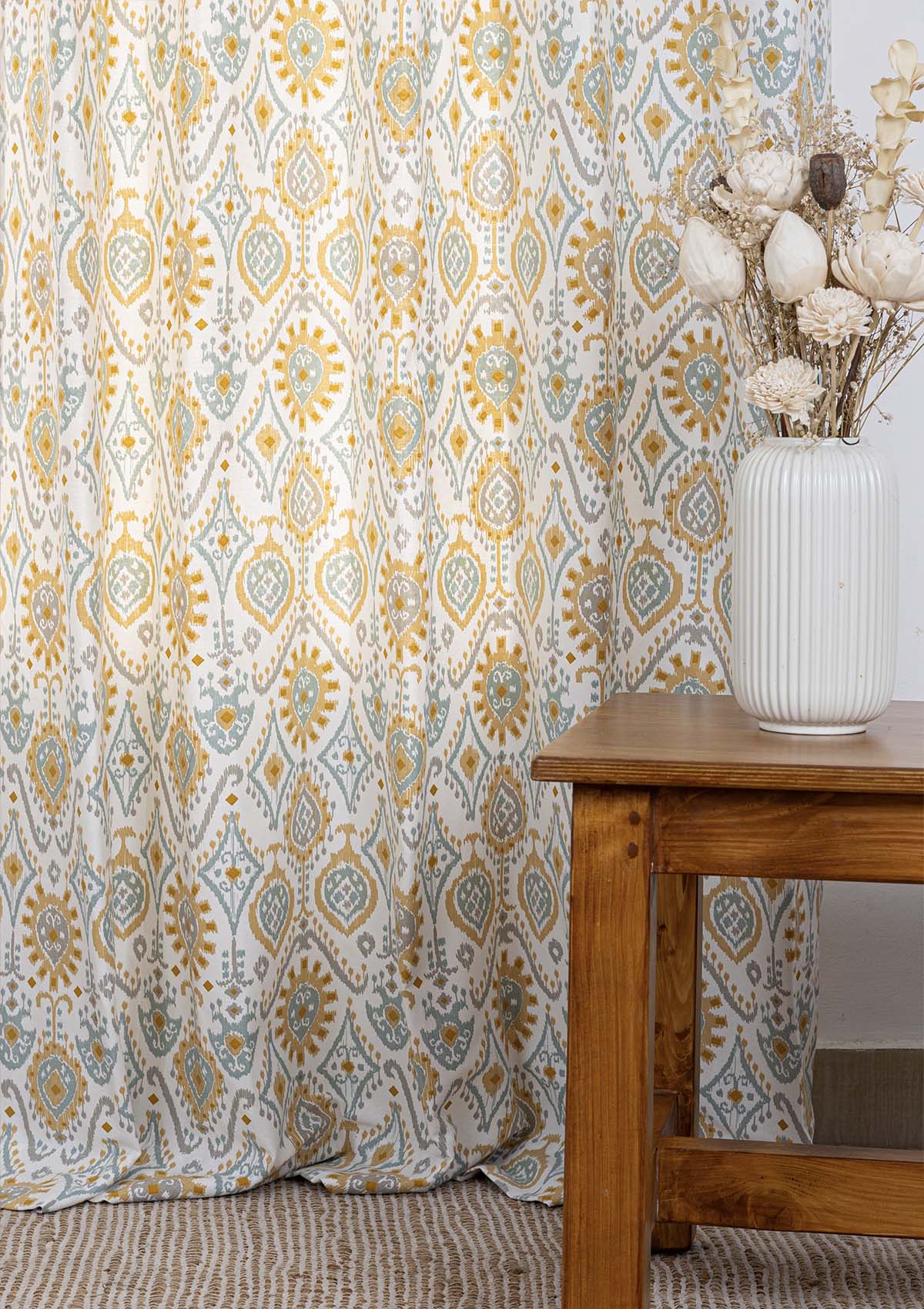 Laya 100% Cotton Printed Curtain for living room & bedroom - Light Reduction - Multicolor - Single Piece