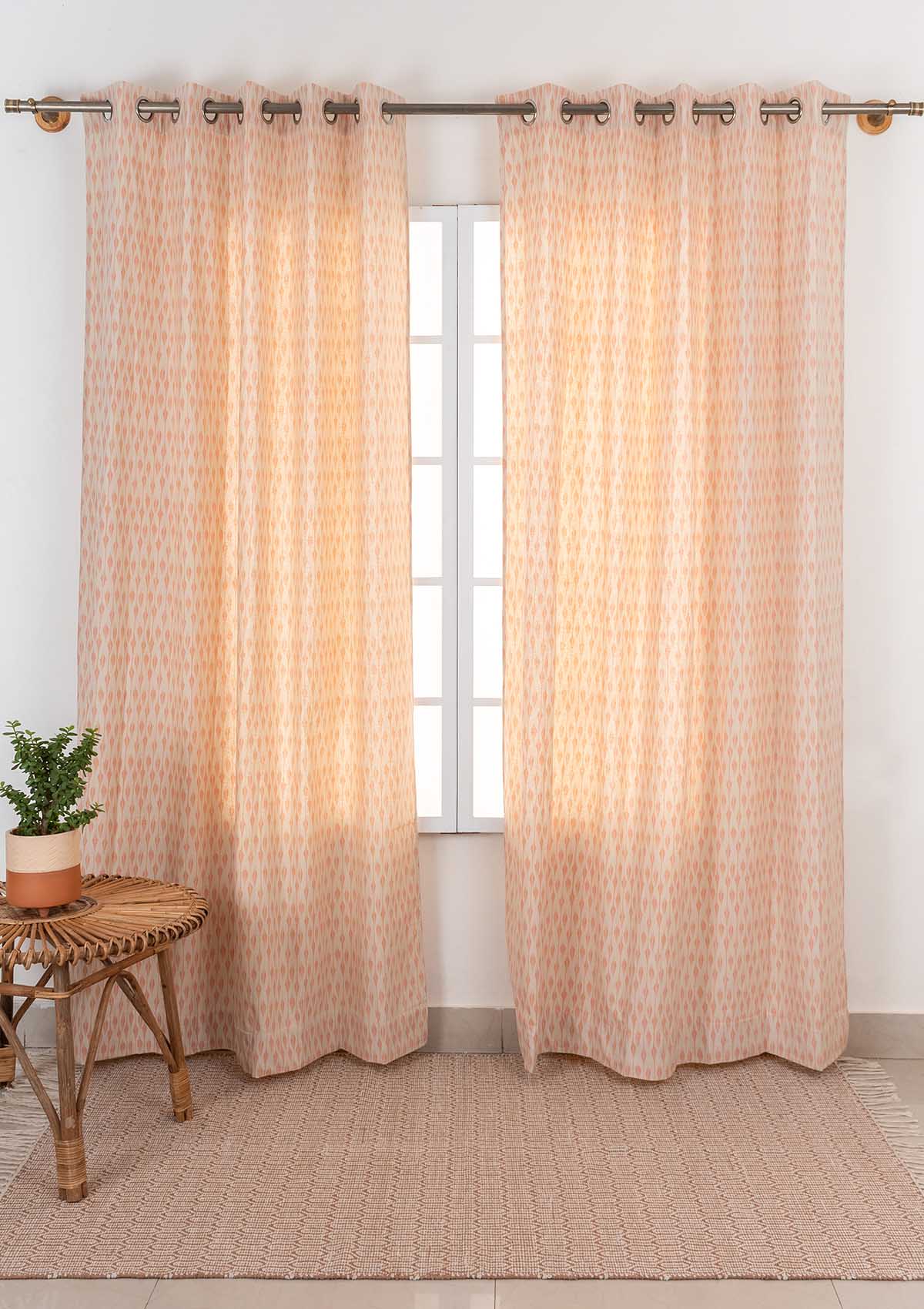 Chenab 100% cotton ethnic curtain for living room - Light Reduction - Beige - Single Piece