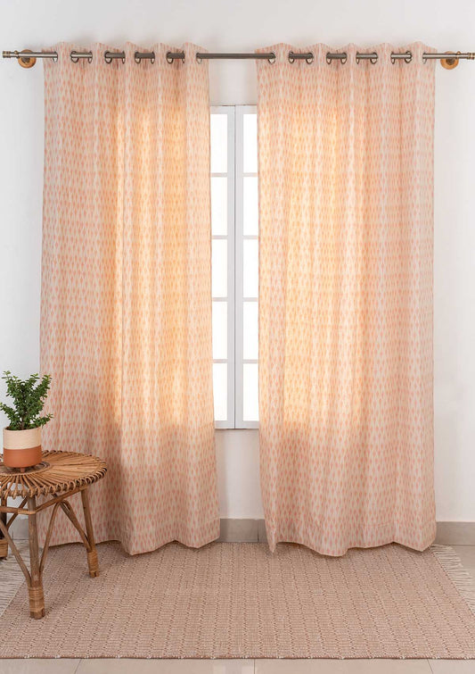 Chenab 100% cotton ethnic curtain for living room - Light Reduction - Beige - Single Piece