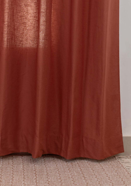 Solid Brick Red 100% cotton plain curtain for bedroom - Room darkening - Single Piece