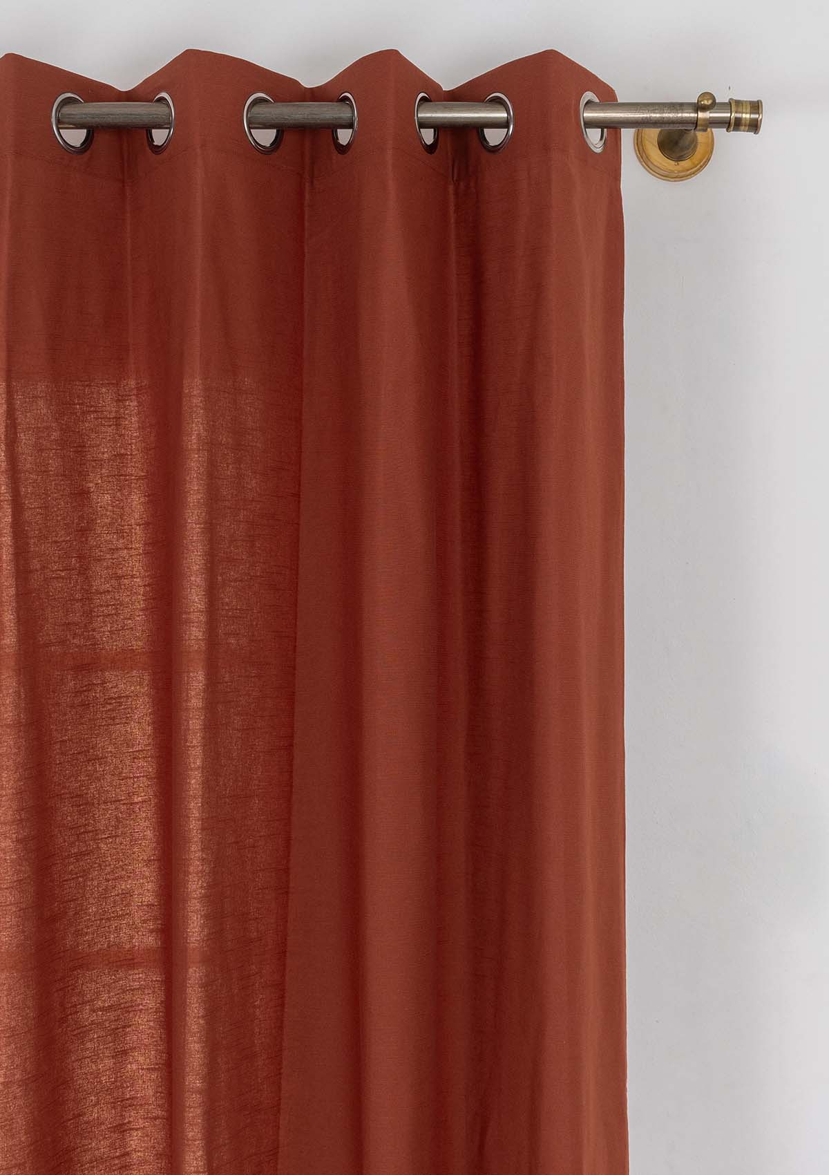 Solid Brick Red 100% cotton plain curtain for bedroom - Room darkening - Single Piece