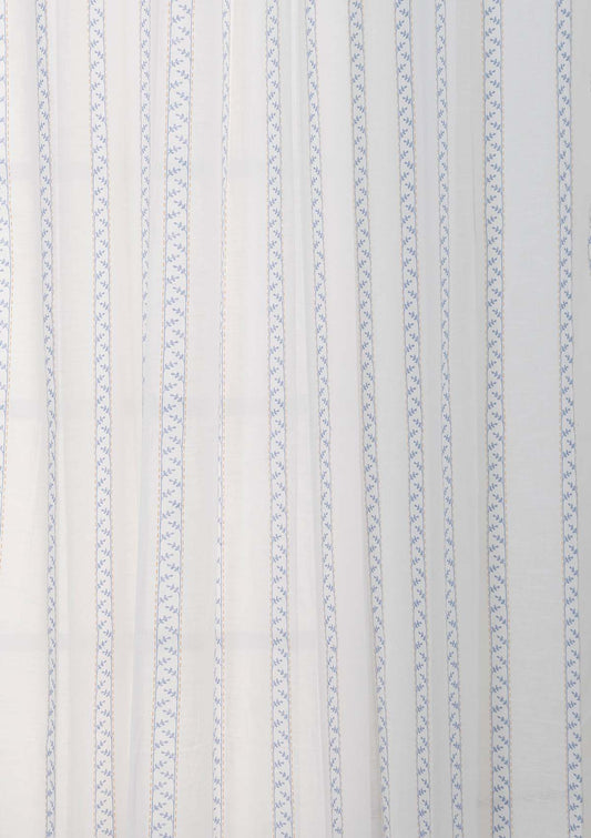 Oriental Stripes Printed Sheer Fabric - Powder Blue