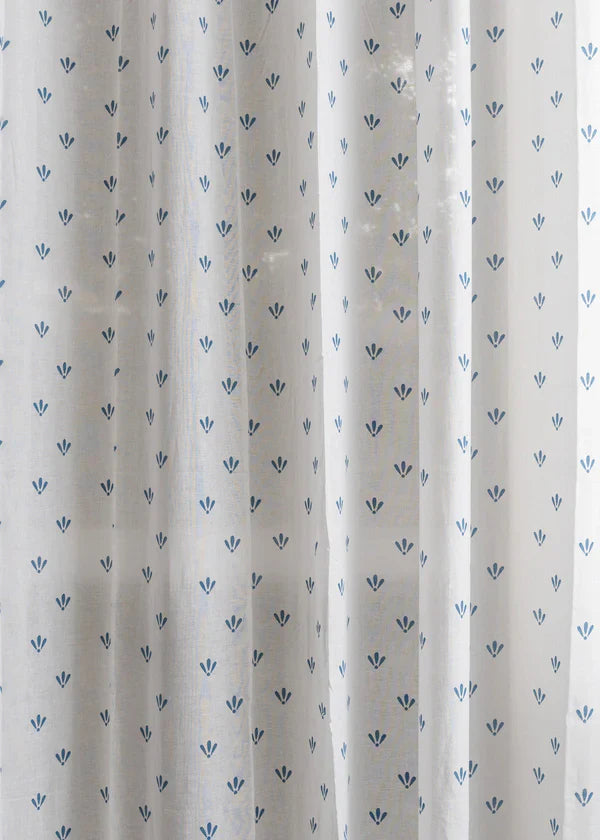Aniseed Indigo 100% Cotton Sheer Printed Customizable blind for livingroom & Bedrooms-Light Filtering