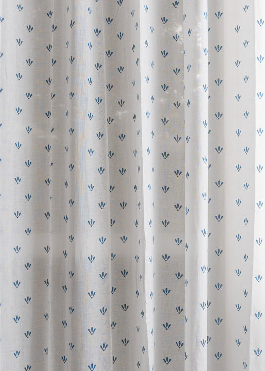 Aniseed printed sheer Fabric - Indigo