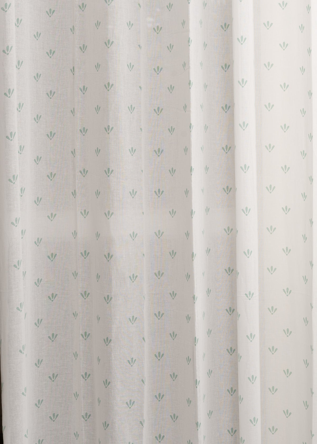 Aniseed Nile Blue 100% cotton floral sheer curtain for living room - Light filtering - Single Piece