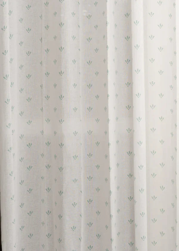 Aniseed Nile Blue 100% Cotton Sheer Printed Customizable blind for livingroom & Bedrooms-Light Filtering