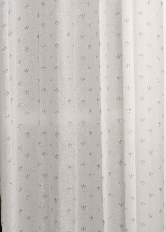 Aniseed printed sheer Fabric - Nile Blue