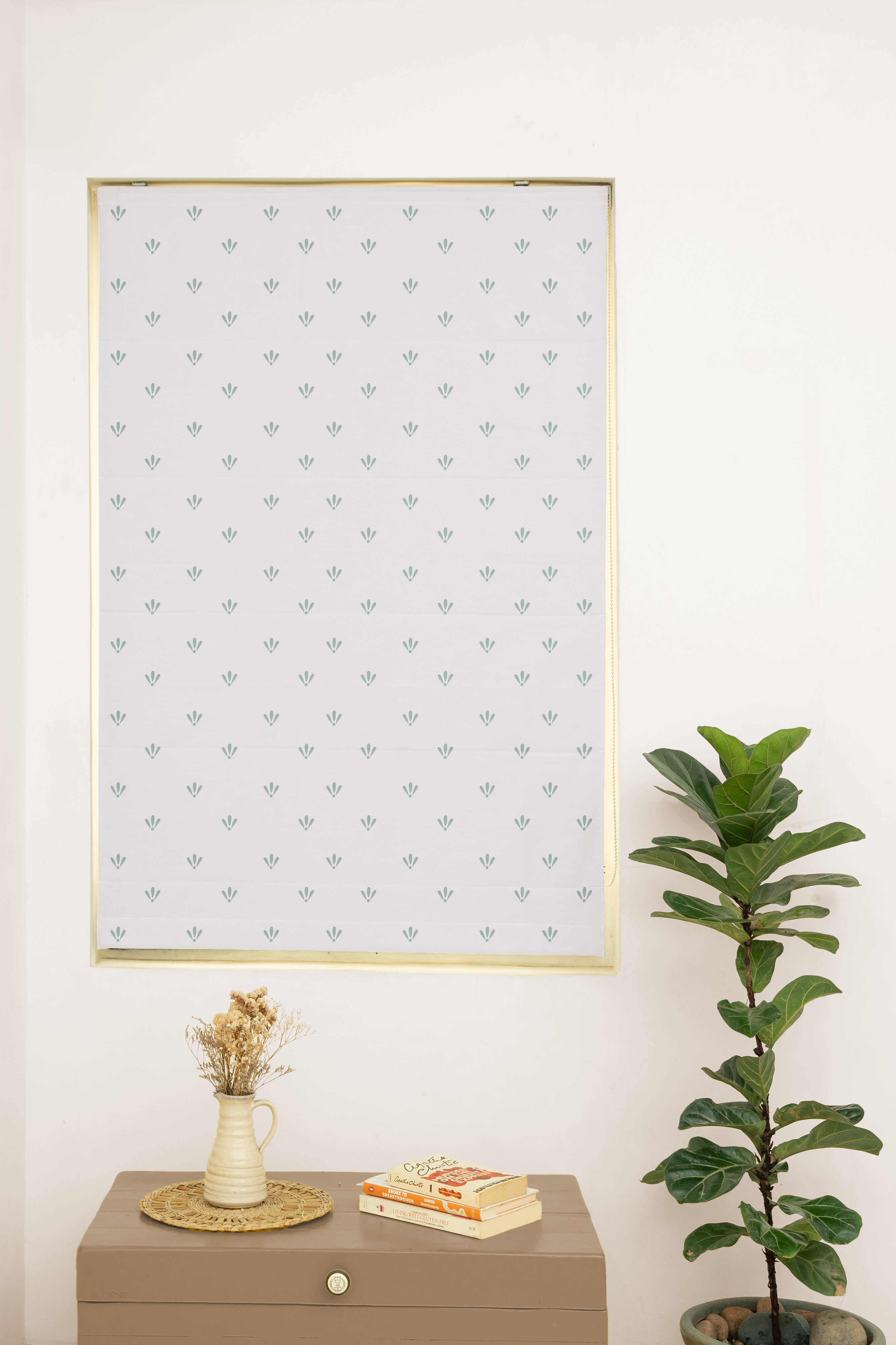 Aniseed Nile Blue 100% Cotton Sheer Printed Customizable blind for livingroom & Bedrooms-Light Filtering