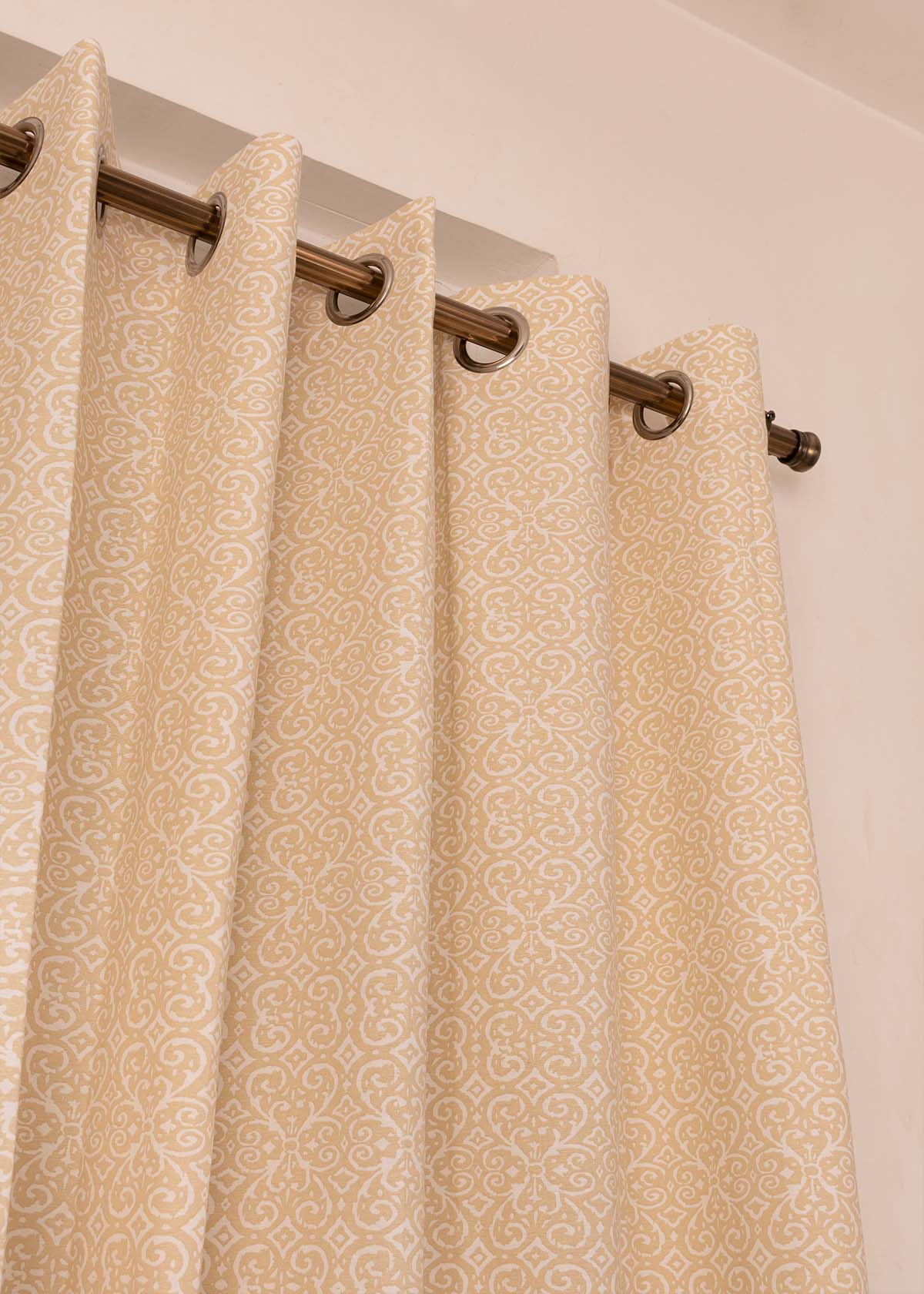 Antique Rose 100% cotton minimal curtain for living room - Light Reduction - Cream - Single Piece