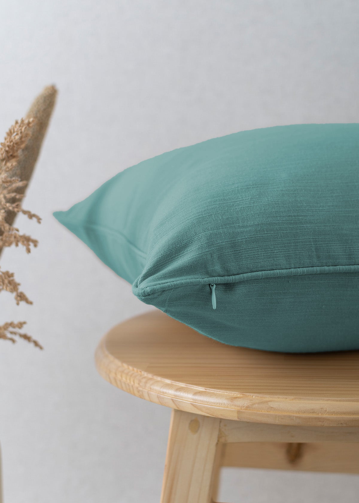 Solid aqua blue 100% cotton plain cushion cover for sofa