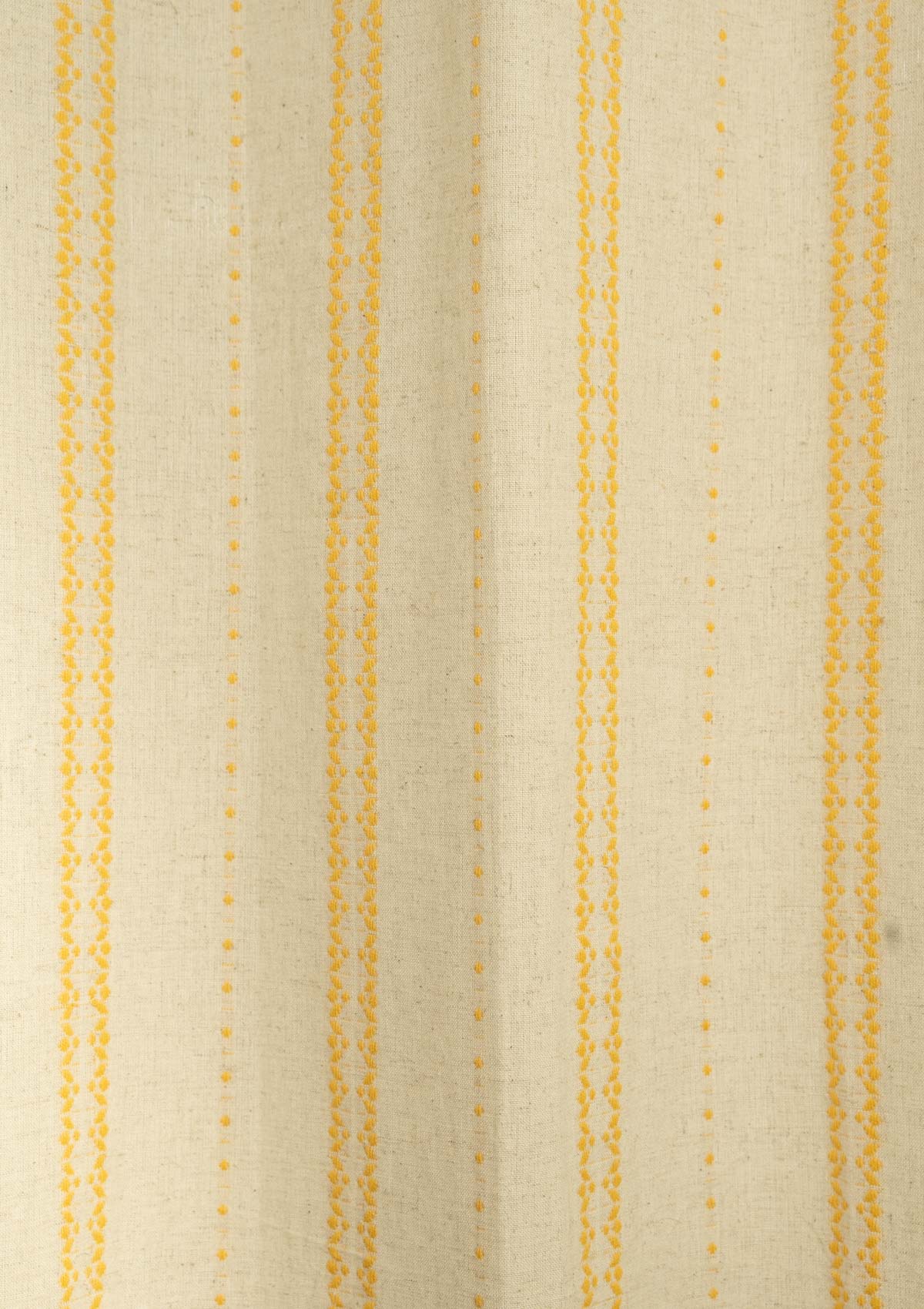Aster Woven Textured Linen Fabric - Beige & Mustard