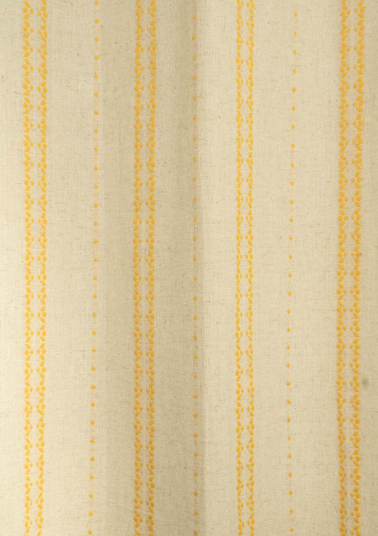 Aster Woven Textured Linen Fabric - Beige & Mustard