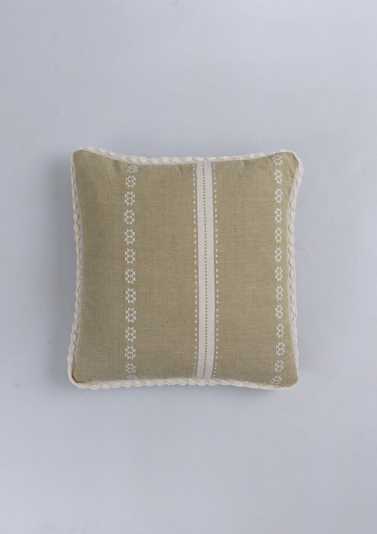 Bhumi Linen Cotton Textured Green Cushion Cover - 16"