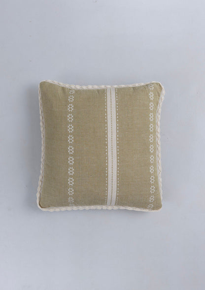 Bhumi Linen Cotton Textured Green Cushion Cover - 16"