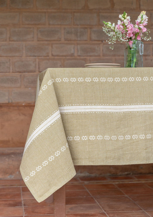 Bhumi Linen Cotton Textured Green Table Cloth