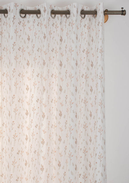 Breeze floral pattern 100% cotton curtain for living room - Light Reduction - Orange - Single Piece