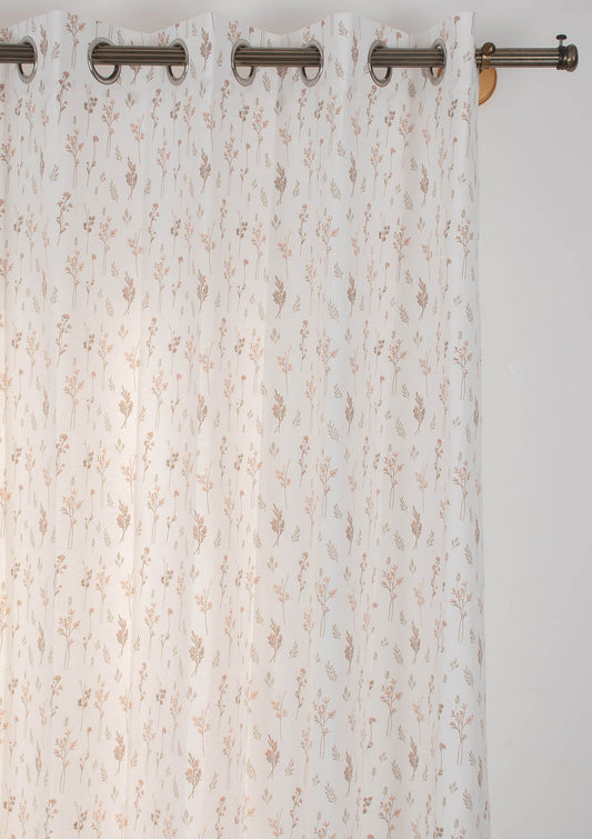 Breeze floral pattern 100% cotton curtain for living room - Light Reduction - Orange - Single Piece