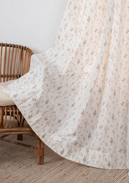 Breeze floral pattern 100% cotton curtain for living room - Light Reduction - Orange - Single Piece