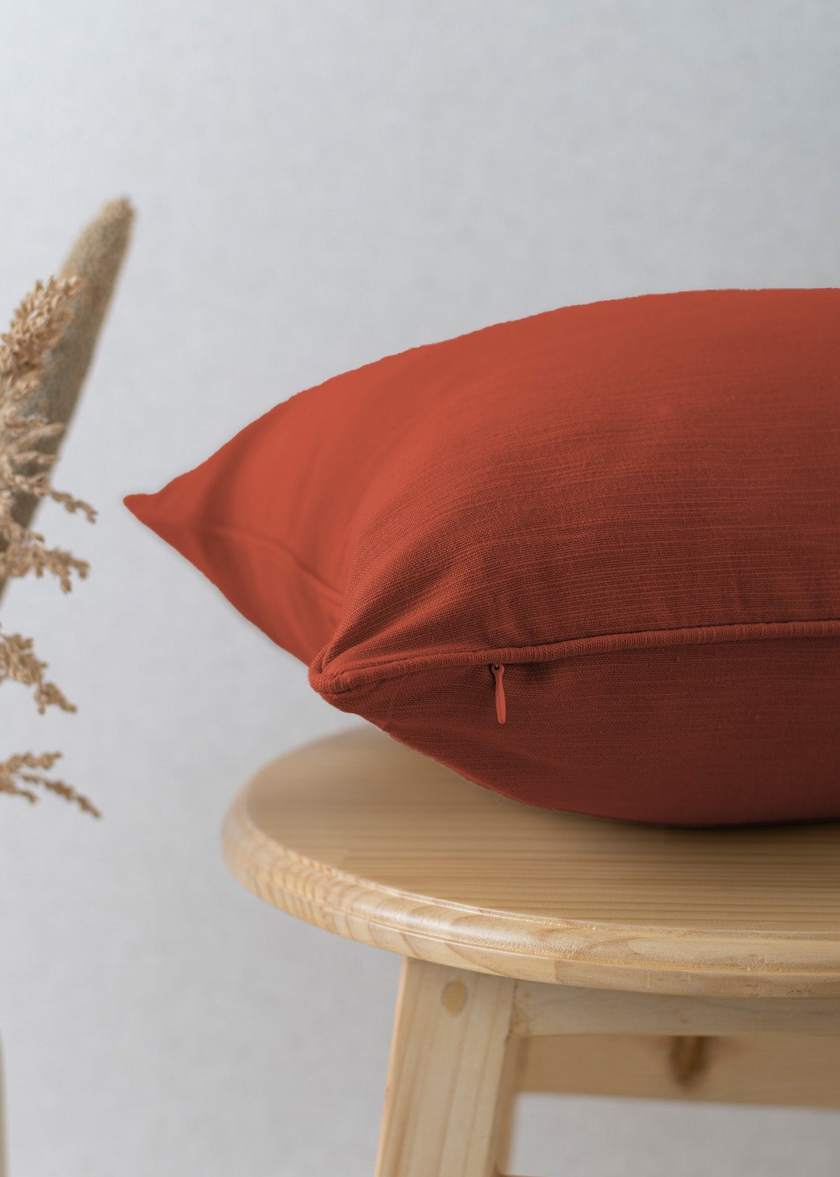 Solid Brick Red 100% cotton plain cushion cover for sofa