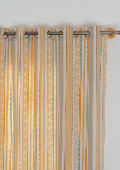 Buru 100% cotton boho curtain for living room - Light Reduction - Mustard - Single - Single Piece